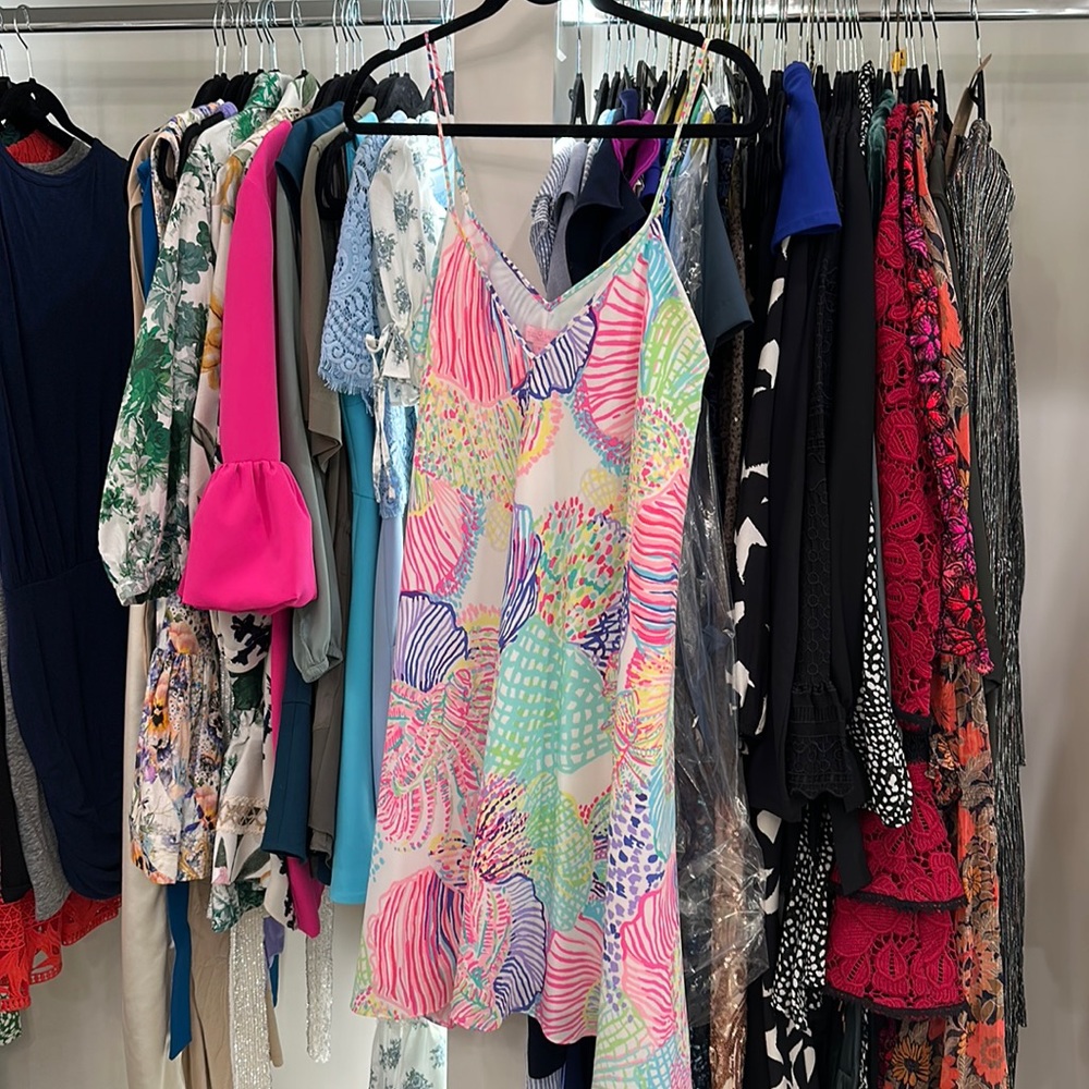 Lilly Pulitzer Clara Multi Roar of the Seas Asymmetrical Hem Slip Dress Small